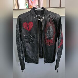 Authentic Y2K Ed Hardy By Christian Audigier Leather Moto Jacket